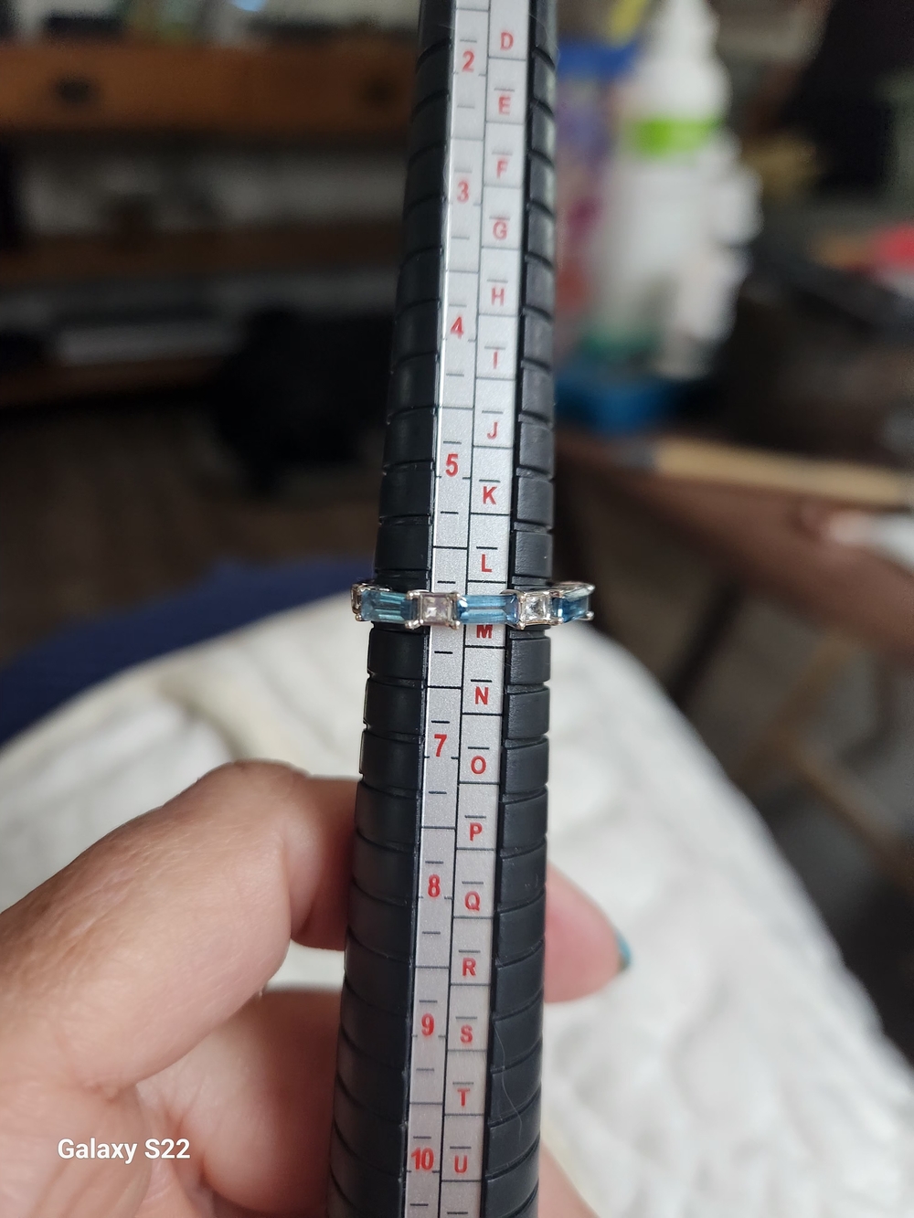 jcpenney 10k White Gold Ring with Blue And White Topaz Rectangular Stones